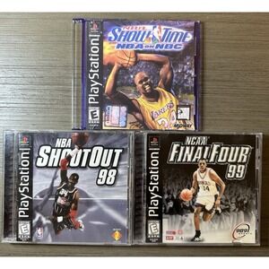 PS1 Basketball Games Lot - NBA Showtime, NCAA Final Four 99, NBA Shootout 98 CIB